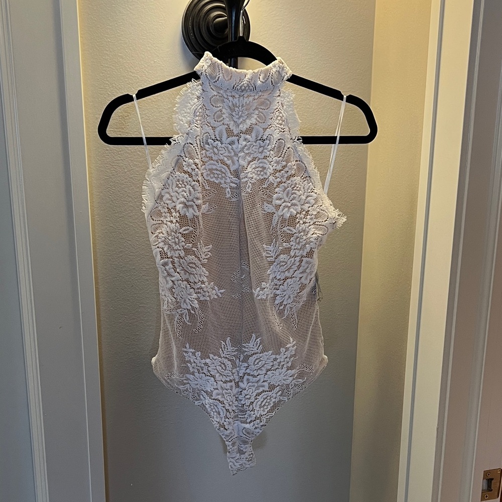 Free People White Lace Bodysuit
